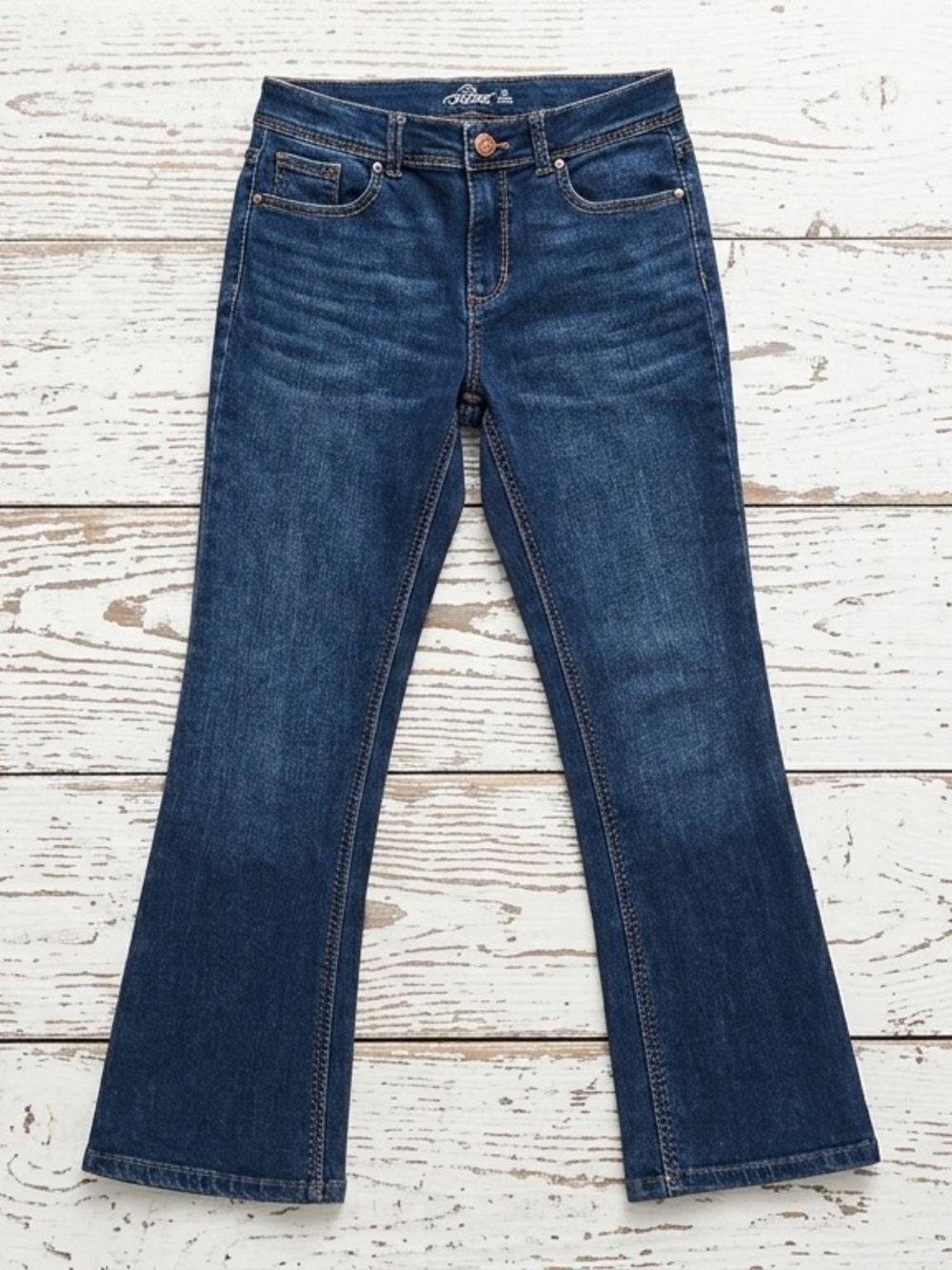 Jordache Girls Size 14 Bootcut Jeans Dark Wash Blue Retro Flare Denim 5 Pocket